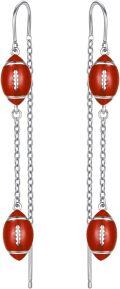 wholesale 925 Sterling Silver Red Football Drop Earrings Sports s for Women-0-0