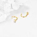 wholesale 14k Gold Round White Opal Prong Set Hook Stud Earrings-0-1