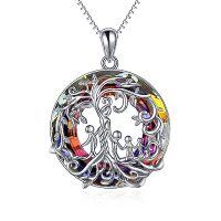 wholesale TOUPOP Christmas Gifts For Mom, Mothers And Daughter/son Necklace, 925 Sterling Silver Tree Of Life Crystal Jewelry Birthday Gifts For Women Mother Grandma Wife -color_name:D-Mother and 4 Child-Volcano Crystal