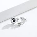 wholesale S925 Sterling Silver Cubic Zirconia Moon & Cat Paw Print Stud Earrings for Women-0-1
