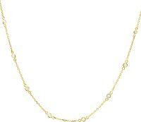 wholesale Gold Chain with Round Stones 925 Sterling Silver Diamond Necklaces for Women (1/4 ct tw)-18k Gold Plated