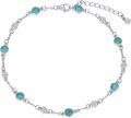 wholesale 925 Sterling Silver Turquoise Beaded Chain Anklet Bracelet for Women-0-33