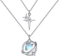 wholesale 925 Sterling Silver Opal Turtle and Star Pendant Necklace-Planet Star