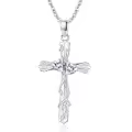 wholesale 925 Sterling Silver Cubic Zirconia Leaf Design Cross Pendant Necklace Wholesale s for Women-0-0