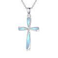 wholesale 925 Sterling Silver Light Blue Enamel Cross Pendant-0-0
