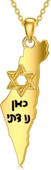 wholesale S925 Sterling Silver Map Necklace Star of David Map Pendant Necklace Jewish Jewelry Birthday Gifts for Women Men-Map