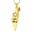 wholesale 925 Sterling Silver Israel Map Pendant Necklace With Star Of David And Hebrew Inscription Gold-0-0