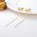 wholesale 18K Gold Bow Tie Drop Dangle Studs with Chain and Crystal - Fashionable Earings for Women Girls Gifts-0-3