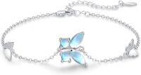 wholesale 925 Sterling Silver Moonstone Birthstone Moon Bracelet Butterfly Dragonfly Celtic Jewelry for Women-Moonstone-Butterfly