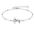 wholesale 925 Sterling Silver Butterfly Cross Bracelet With Blue Enamel And Crystal Details-0-1