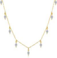 wholesale 14K Gold Chain with Marquise Cut CZ Stones - Elegant Pendant Necklace for Women's s-14k Yellow Gold