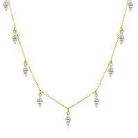 wholesale 14K Gold Chain with Marquise Cut CZ Stones - Elegant Pendant Necklace for Women's s-14k Yellow Gold