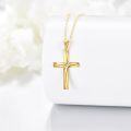 wholesale Gold 18K Yellow Gold Plated Diamond Accented Cross Pendant Necklace for Women - Elegant Religious Jewelry-0-4