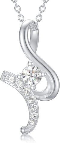 wholesale Sterling Silver & Moissanite Diamond Necklace, Forever Love Pendant, Eternal Sparkling Jewelry Gift for Women-Style 2