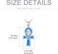wholesale 925 Sterling Silver Blue Opal Celtic Knot Cross Pendant Necklace for Women and Men-0-4