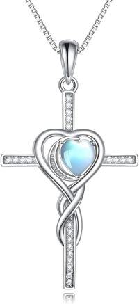wholesale TOUPOP Cross Infinity Necklaces For Women White Gold S925 Sterling Silver Moonstone Pendant Necklace Christian Religious Faith Cross Birthday Jewelry For Girlfriend Wife Daughter -undefined