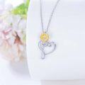 wholesale 925 Sterling Silver Yellow Gold Plated Cubic Zirconia Sunflower Pendant Necklace for Women-0-2