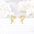 wholesale 14K Gold Leaf Vine Ear Cuffs - 2Pcs Non-Piercing Wrap Around Cartilage Hoop Earring Set for Women-0-3