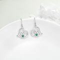 wholesale 925 Sterling Silver Heart-Shaped Frog Drop Earrings with Green Crystal Accents-0-2