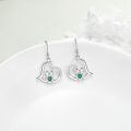 wholesale 925 Sterling Silver Heart-Shaped Frog Drop Earrings with Green Crystal Accents-0-2