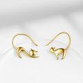 wholesale Gold 925 Sterling Silver Cat Shape Drop Earrings for Women Girls Gifts -0-1