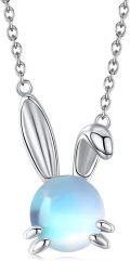 wholesale 925 Sterling Silver Blue Opalite Bunny Pendant Necklace for Women and Girls-0-0