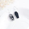 wholesale 925 Sterling Silver Gothic Coffin Dangle Earrings with Spider Web & Black Cat Design - Halloween s for Women-0-1