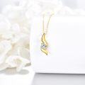 wholesale 14K Gold Round Cut Moissanite 3-Stone Wave Infinity Pendant Necklace for Women-0-2