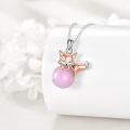 wholesale 925 Sterling Silver Fox Pink Stone Pendant Necklace for Women-0-3