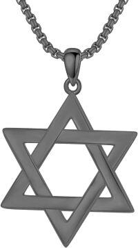 wholesale 925 Sterling Silver Blackened Star of David Pendant with Evil Eye and Horus Symbol on  (24)-Black Plated