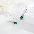 wholesale 925 Sterling Silver Emerald Green Crystal Drop Dangle Lever Back Earrings for Women-0-2