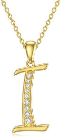 wholesale 14K Gold Moissanite A Z Initial Necklace for Women 16+2 -I