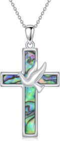 wholesale Sterling Silver Abalone Shell Cross Necklace Christian Gift for Women-0-5