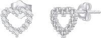 wholesale 14K Gold Heart Shape Cubic Zirconia Stud Earrings for Women Gifts for Mom Girls Wife-White Gold gold