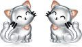wholesale 925 Sterling Silver Cat Stud Earrings with Heart Charm - Cute Kitty  for Women Girls-0-0