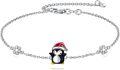 wholesale 925 Sterling Silver Penguin Charm Snowflake Anklet for Women Christmas Gifts-0-0