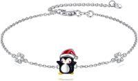 wholesale 925 Sterling Silver Penguin Charm Snowflake Anklet for Women Christmas Gifts-Penguin