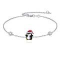 wholesale 925 Sterling Silver Cute Penguin With Santa Hat And Snowflake Charm Bracelet-0-0