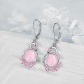 wholesale 925 Sterling Silver Pink Stone Swan Drop Earrings for Women Girls Mothers Day Gift-0-3