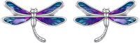 wholesale 925 Sterling Silver Purple & Blue Enamel Dragonfly Stud Earrings  for Women-Animal earrings-dragonfly stud earrings