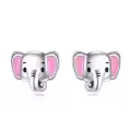 wholesale 925 Sterling Silver Elephant Pink Enamel Stud Earrings Hypoallergenic  for Girls and Women-0-0