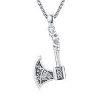 wholesale 925 Sterling Silver Norse Axe Pendant with Valknut and Runes - Viking Jewelry for Men Women -05-Axe