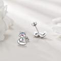 wholesale 925 Sterling Silver Fox Stud Earrings with Colorful Stones - Cute Animal  for Her-0-4