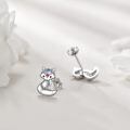 wholesale 925 Sterling Silver Fox Stud Earrings with Colorful Stones - Cute Animal  for Her-0-4