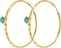 wholesale 925 Sterling Silver with Turquoise Stone Circle Endless Hoop Earrings for Women-Turquoise Circle Hoop Earrings