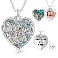 wholesale TOUPOP Urn Necklace For Ashes Sterling Silver Abalone Shell Cremation Jewelry For Ashes Jewelry Gifts For Nature Lovers Keepsake Memorial Jewelry For Women -style_name:33-Hummingbird-Holds Pictures