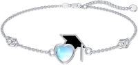 wholesale 925 Sterling Silver Graduation Cap Heart Charm Bracelet for Women Girls-Graduation 7"-9"
