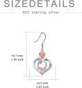 wholesale 925 Sterling Silver Crystal Mother's Day Gift Rose Flower Heart Shape Dangle Earrings for Women-0-4
