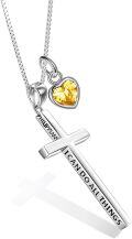 wholesale Sterling Silver Cross Necklace Philippians 4 13 I Can Do All Things Inspirational Gift-0-21