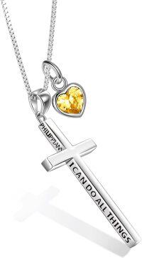 wholesale Sterling Silver Cross Necklace Philippians 4 13 I Can Do All Things Inspirational Gift-silver-11 November